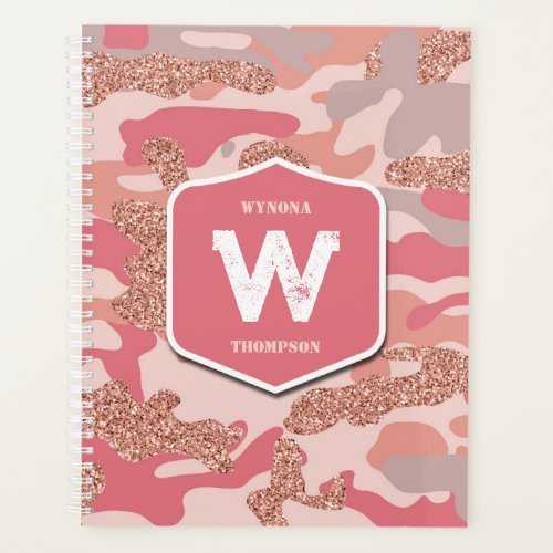 Camouflage Rose Gold Blush Pink Camo Army Pattern  Planner