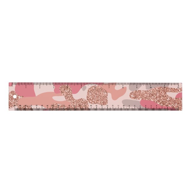 Camouflage Rose Gold Blush Pink Camo Army Pattern  Ruler (Front)