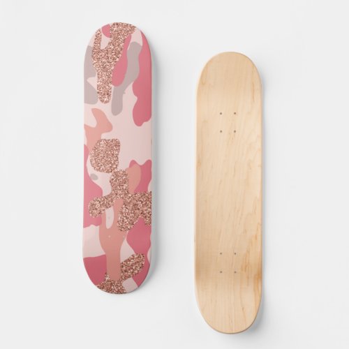 Camouflage Rose Gold Blush Pink Camo Army Pattern  Skateboard