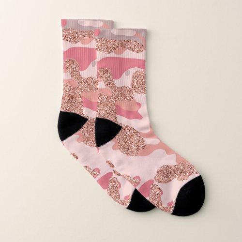 Camouflage Rose Gold Blush Pink Camo Army Pattern  Socks