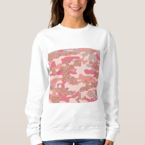 Camouflage Rose Gold Blush Pink Camo Army Pattern  Sweatshirt