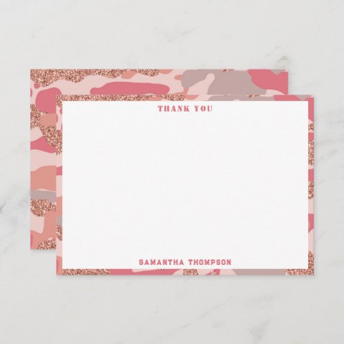 Camouflage Rose Gold Blush Pink Camo Army Pattern  Thank You Card