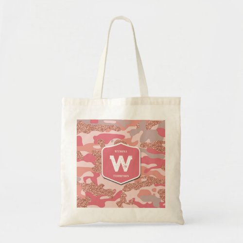 Camouflage Rose Gold Blush Pink Camo Army Pattern  Tote Bag