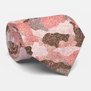 Camouflage Rose Gold Camo Glitter Glam Pattern Neck Tie
