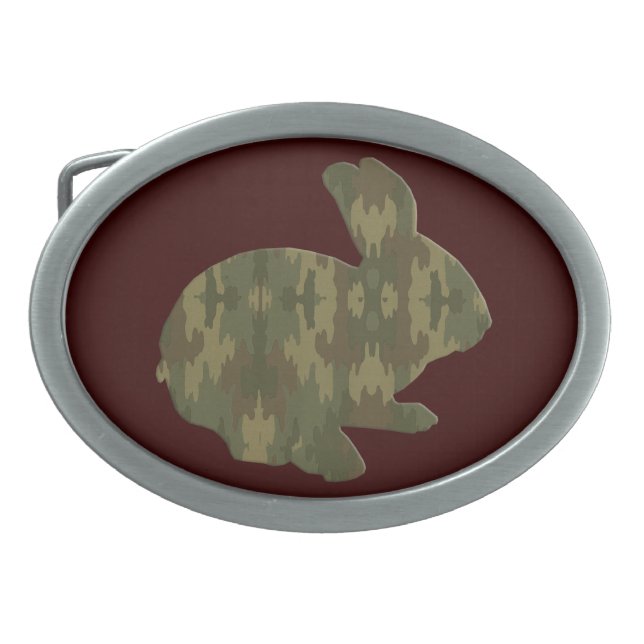 Camouflage Silhouette Easter Bunny Belt Buckle (Front)
