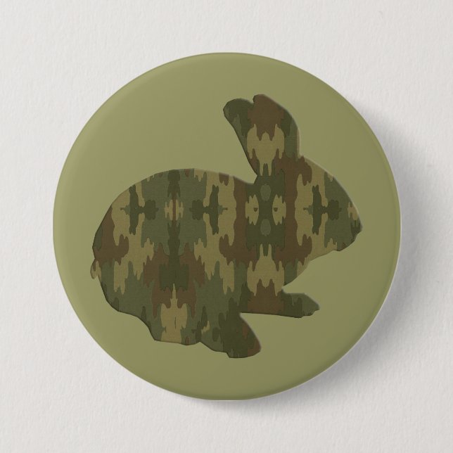 Camouflage Silhouette Easter Bunny Button (Front)