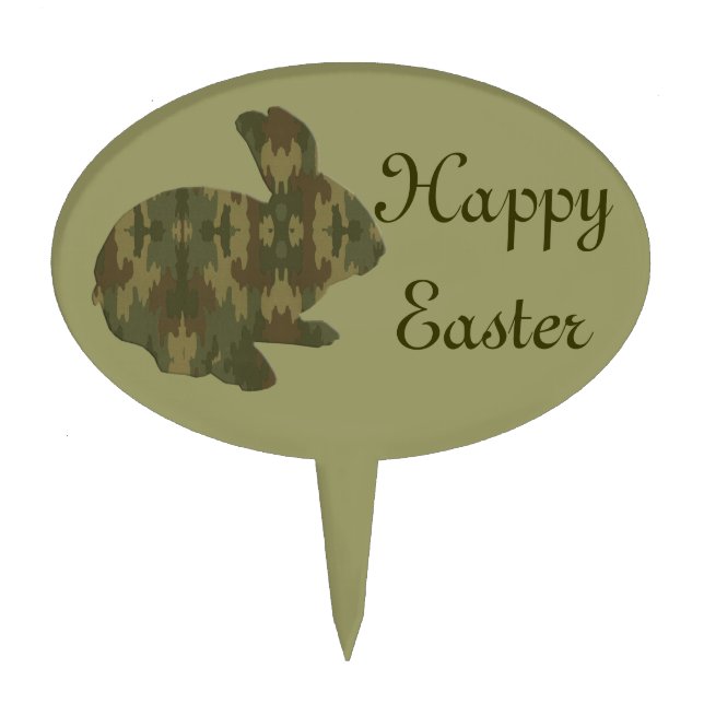 Camouflage Silhouette Easter Bunny Cake Pick (Front)