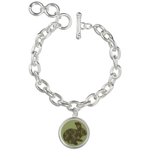 Camouflage Silhouette Easter Bunny Charm Bracelet