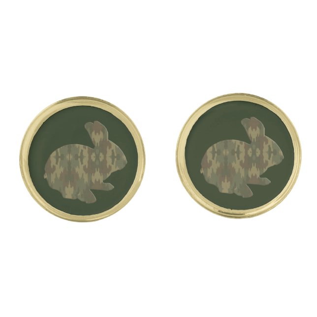 Camouflage Silhouette Easter Bunny Cufflinks (Front)
