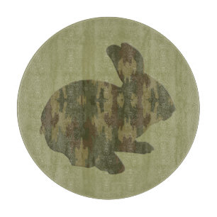 Camouflage Silhouette Easter Bunny Cutting Board