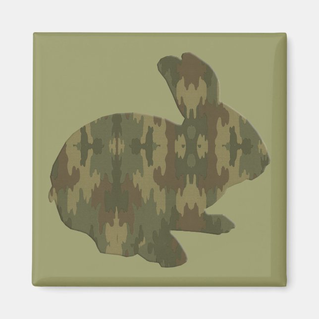 Camouflage Silhouette Easter Bunny Magnet (Front)