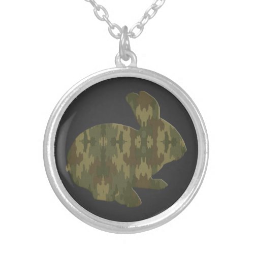 Camouflage Silhouette Easter Bunny Necklace