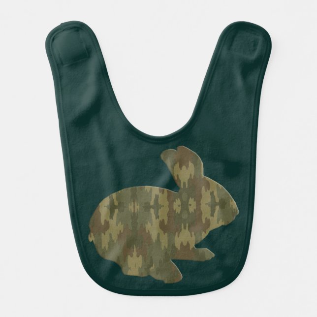 Camouflage Silhouette Rabbit Baby Bib (Front)