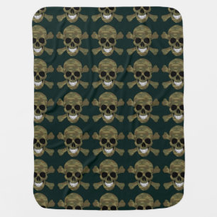 Camouflage Skull And Crossbones Baby Blanket