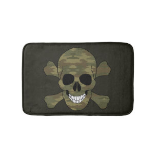 Camouflage Skull And Crossbones Bath Mat