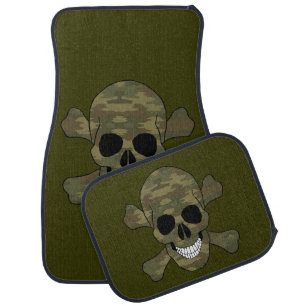 Camouflage Skull And Crossbones Car Mats