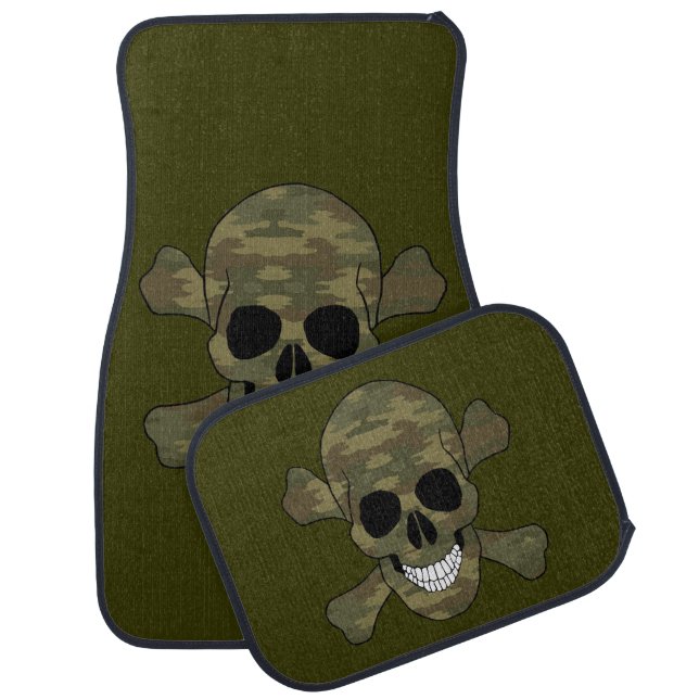 Camouflage Skull And Crossbones Car Mats (Set)