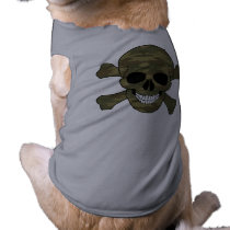 Camouflage Skull And Crossbones Dog Shirt