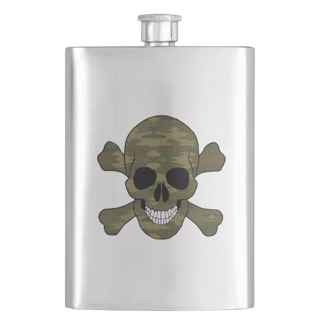 Camouflage Skull And Crossbones Flask (Front)