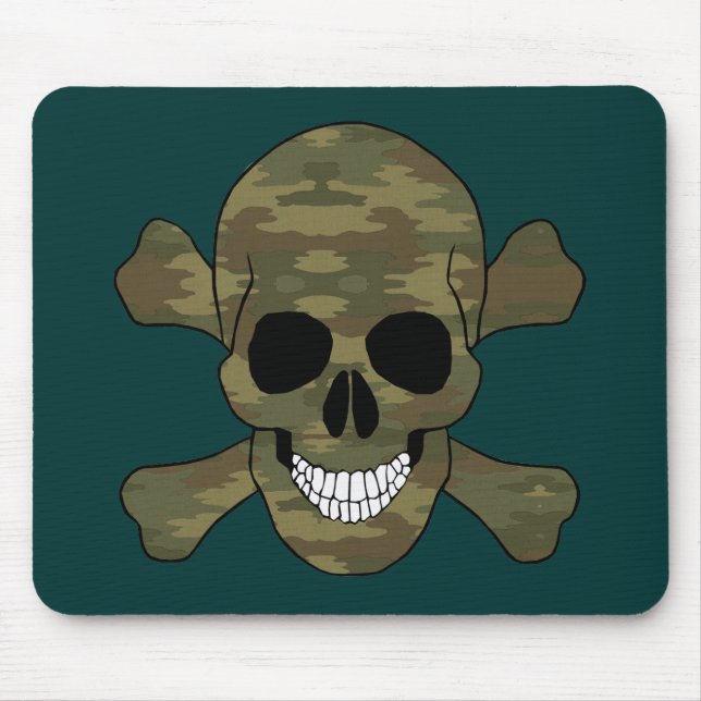 Camouflage Skull And Crossbones Mouse Pad (Front)