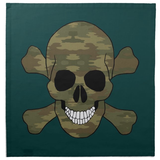 Camouflage Skull And Crossbones Napkins (Front)