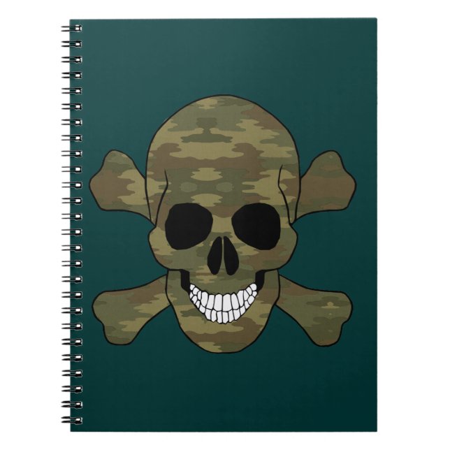 Camouflage Skull And Crossbones Notebook (Front)