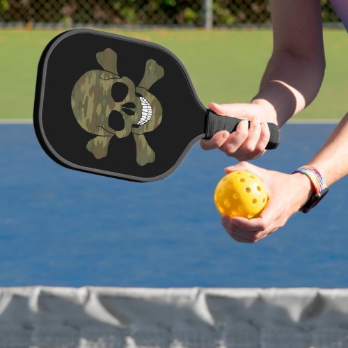 Camouflage Skull And Crossbones Pickleball Paddle