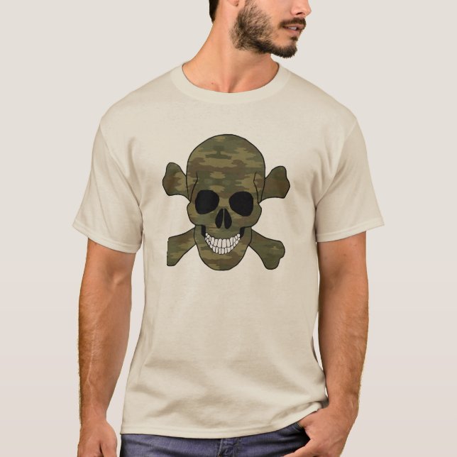 Camouflage Skull And Crossbones Shirt (Front)