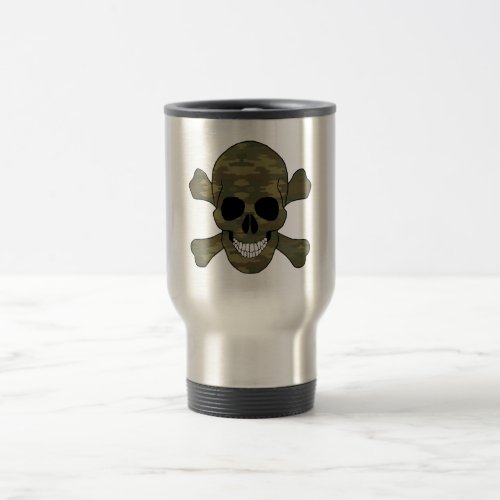 Camouflage Skull And Crossbones Travel Mug