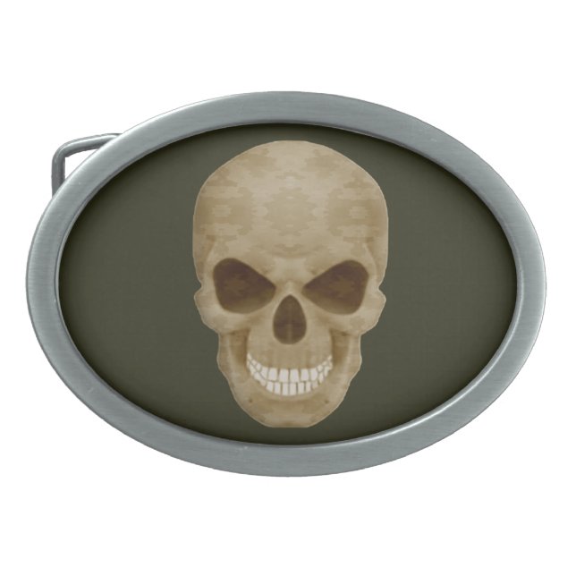 Camouflage Skull Belt Buckle (Front)
