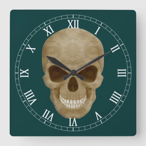 Camouflage Skull Roman Numeral Clock