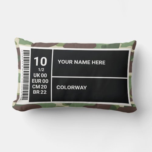 Camouflage Sneaker Room Customizable Box Label 12 Lumbar Pillow