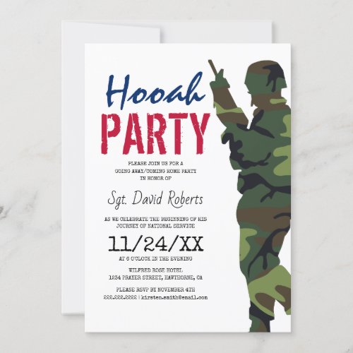 Camouflage Soldier Military Party Invitation