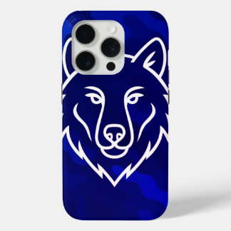 Camouflage Spirit – White Wolf Line Art iPhone 15 Pro Case