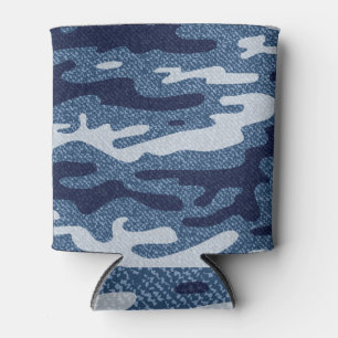 Camouflage Spotted Denim Jeans Pattern Can Cooler