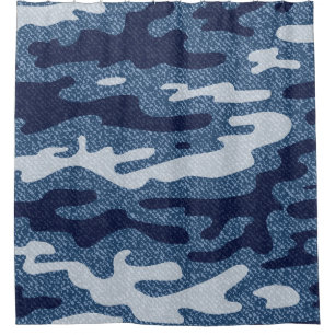 Camouflage Spotted Denim Jeans Pattern Shower Curtain