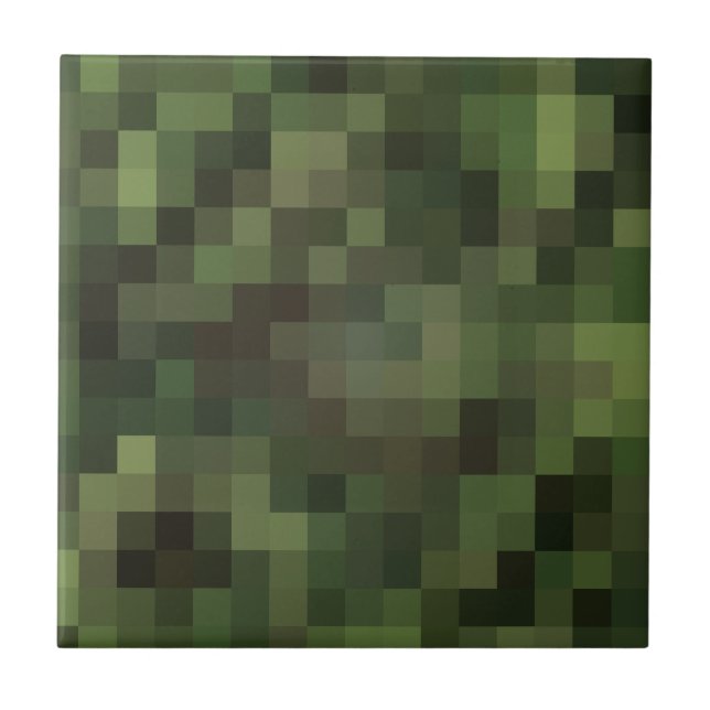 Camouflage Squared Green Ceramic Tile (Front)