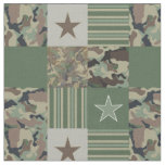Camouflage Stars Stripes Khaki Patchwork Pattern Fabric
