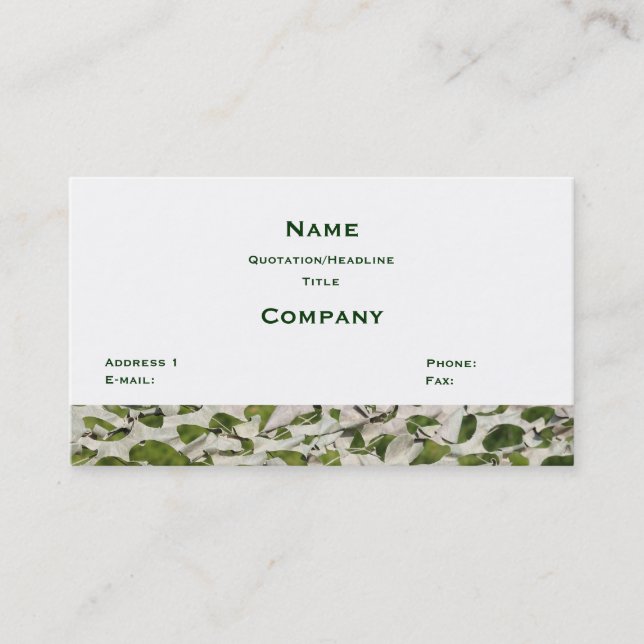 Camouflage texture military business card (Front)