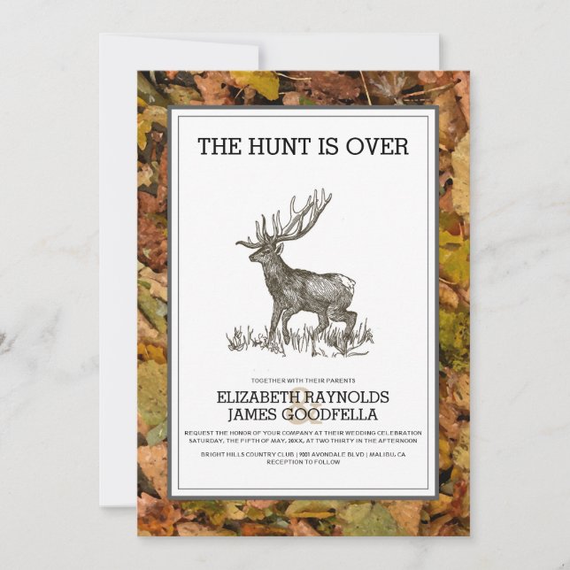 Camouflage The Hunt is Over Wedding Invitations (Front)
