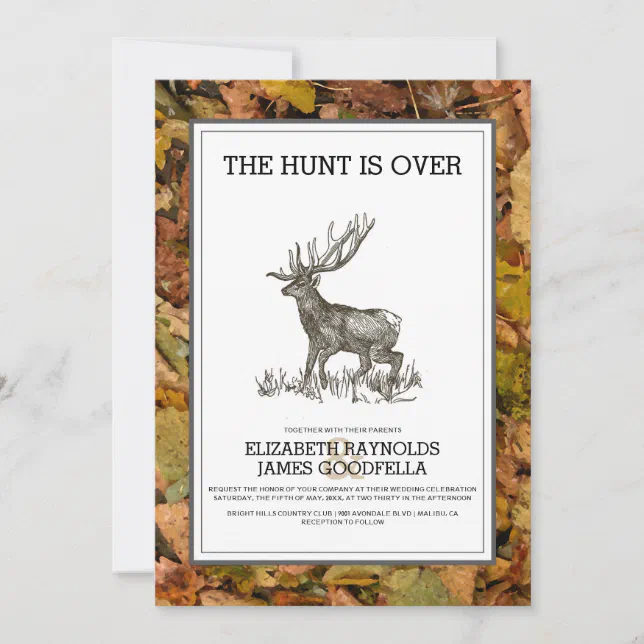 Camouflage The Hunt is Over Wedding Invitations Zazzle