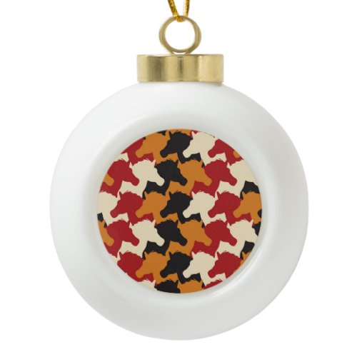 Camouflage unicorn heads, repeating pattern. ceramic ball christmas ornament