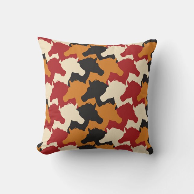 Camouflage unicorn heads, repeating pattern. throw pillow (Front)