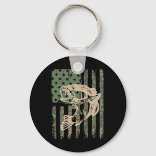 Camouflage Usa Flag Big Mouth B Fishing 1  Keychain