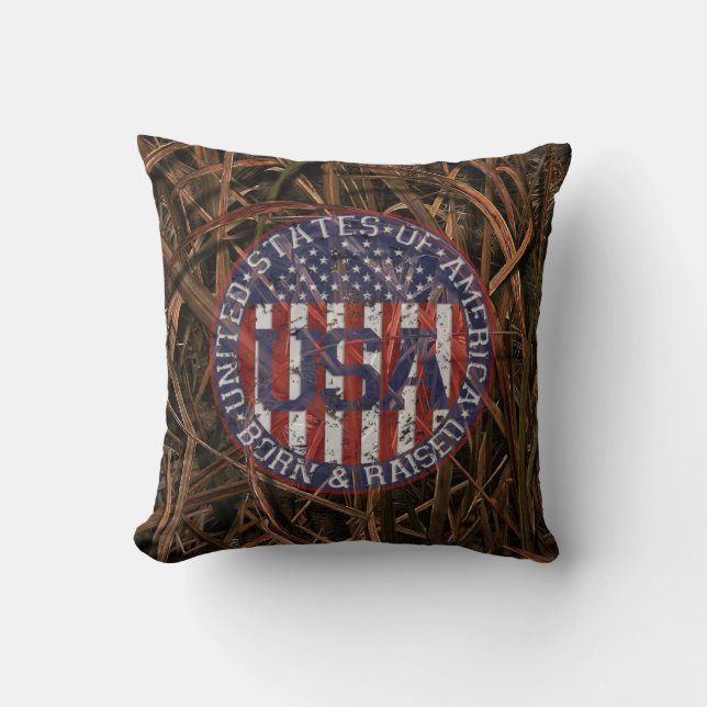 Camouflage USA Throw Pillow (Front)