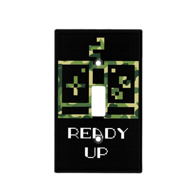 Camouflage Video Game Controller Ready Up Gamer Light Switch Cover (Front)
