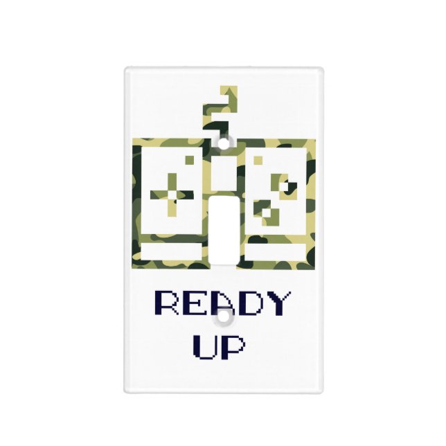 Camouflage Video Game Controller Ready Up Gamer Light Switch Cover (Front)