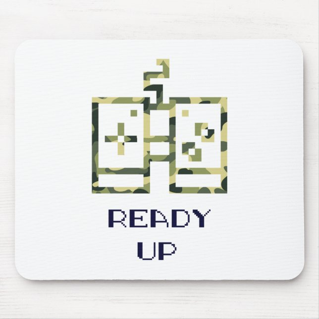 Camouflage Video Game Controller Ready Up Gamer Mouse Pad (Front)