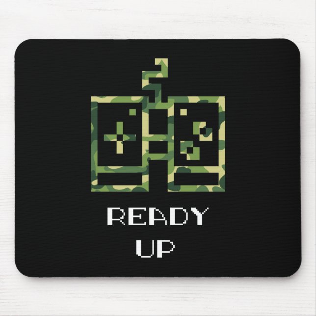 Camouflage Video Game Controller Ready Up Gamer Mouse Pad (Front)
