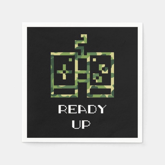 Camouflage Video Game Controller Ready Up Gamer Napkins (Front)